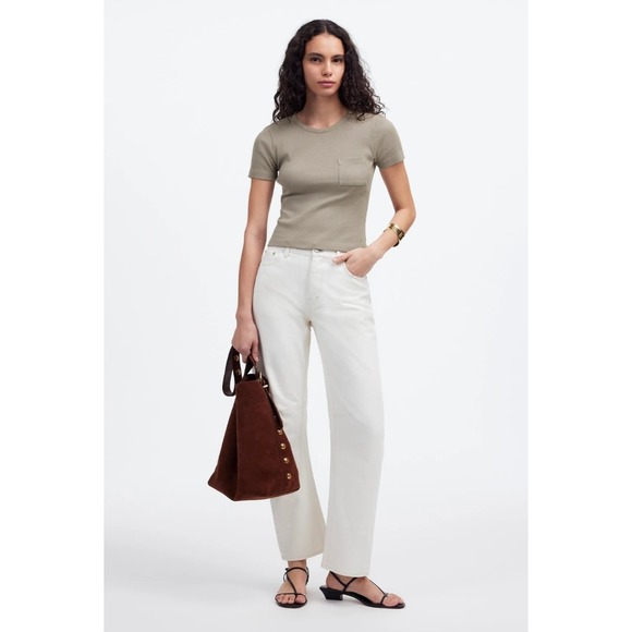 Madewell Tops - NWT Madewell Garment-Dyed Ribbed Crewneck Pocket Tee Large Burnished Grey